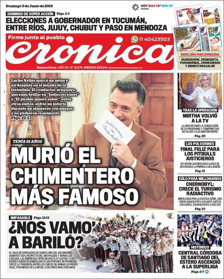 Tapas de diarios - Crónica domingo 09-06-19