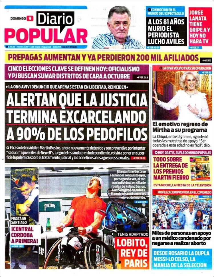 Tapas de diarios - Diario Popular domingo 09-06-19