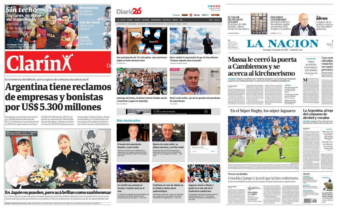 Tapas de diarios  domingo 9-06-19