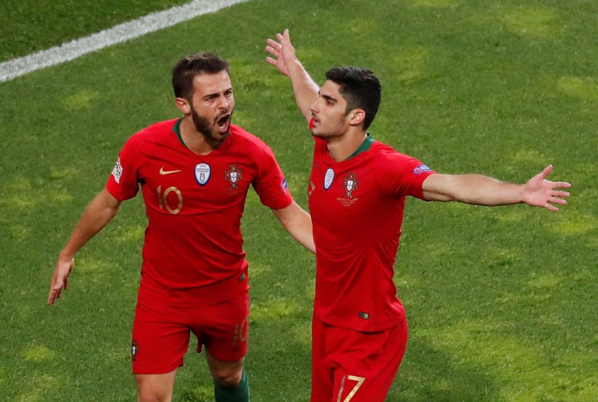 Liga de las Naciones UEFA: Festejo de Gonzalo Guedes para Portugal ante Holanda (Reuters)