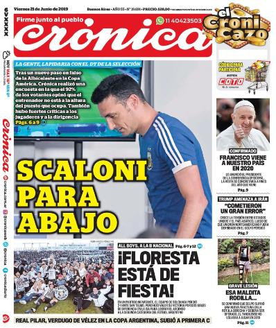 Tapas de diarios - Crónica viernes 21-06-19