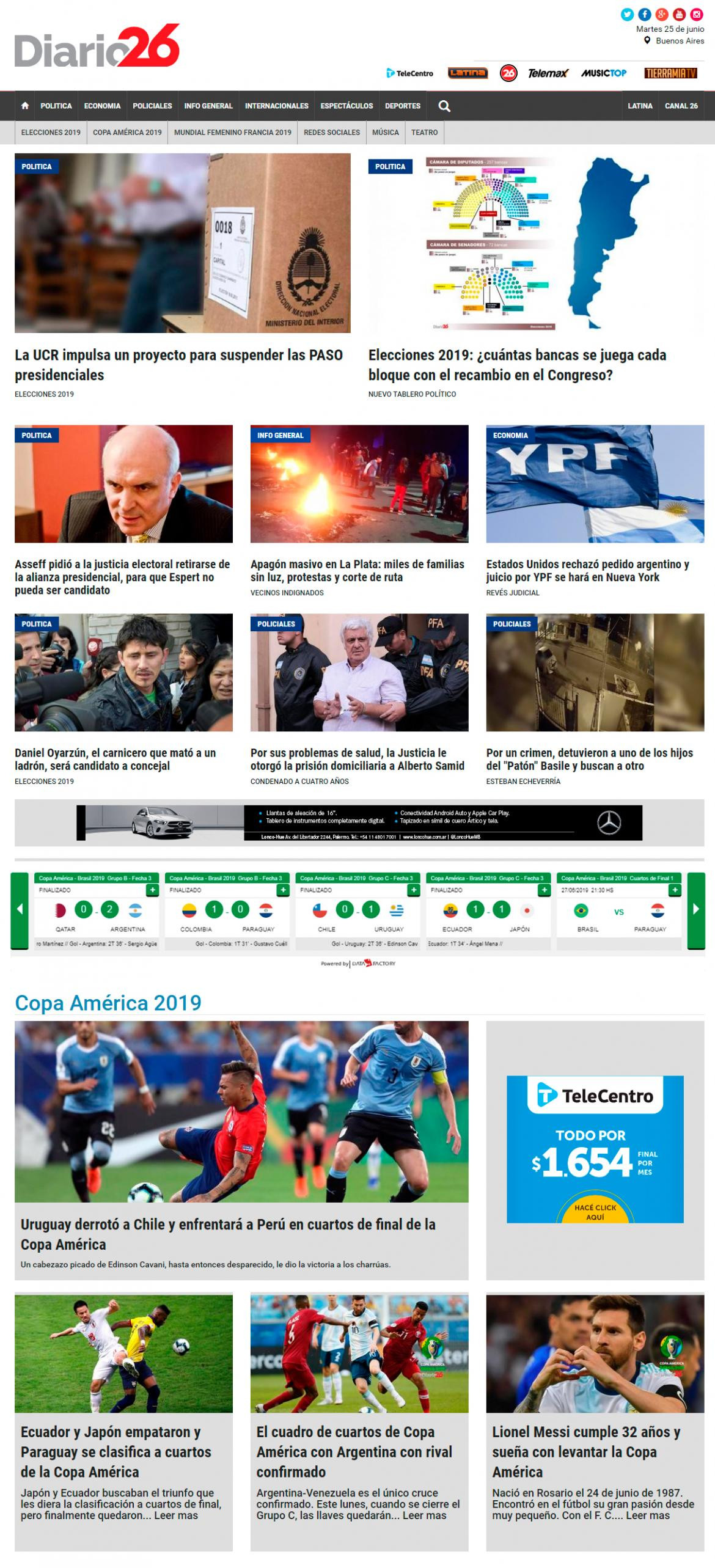 Tapas de diarios - Diario 26 - martes 25-06-19