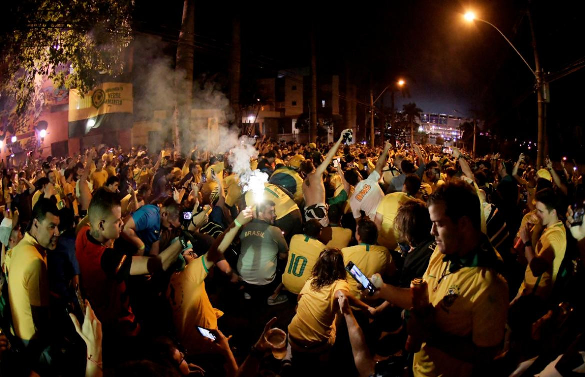 Copa América 2019, hinchas brasileños en la previa al partido, Reuters