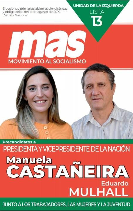 Boletas presidenciales PASO 2019 - Manuela Castañeira y Eduardo Mulhall – MAS