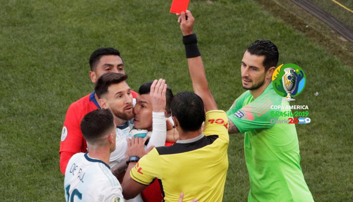Expulsión de Messi contra Chile en Copa América, fútbol, deportes, Reuters, Diario 26