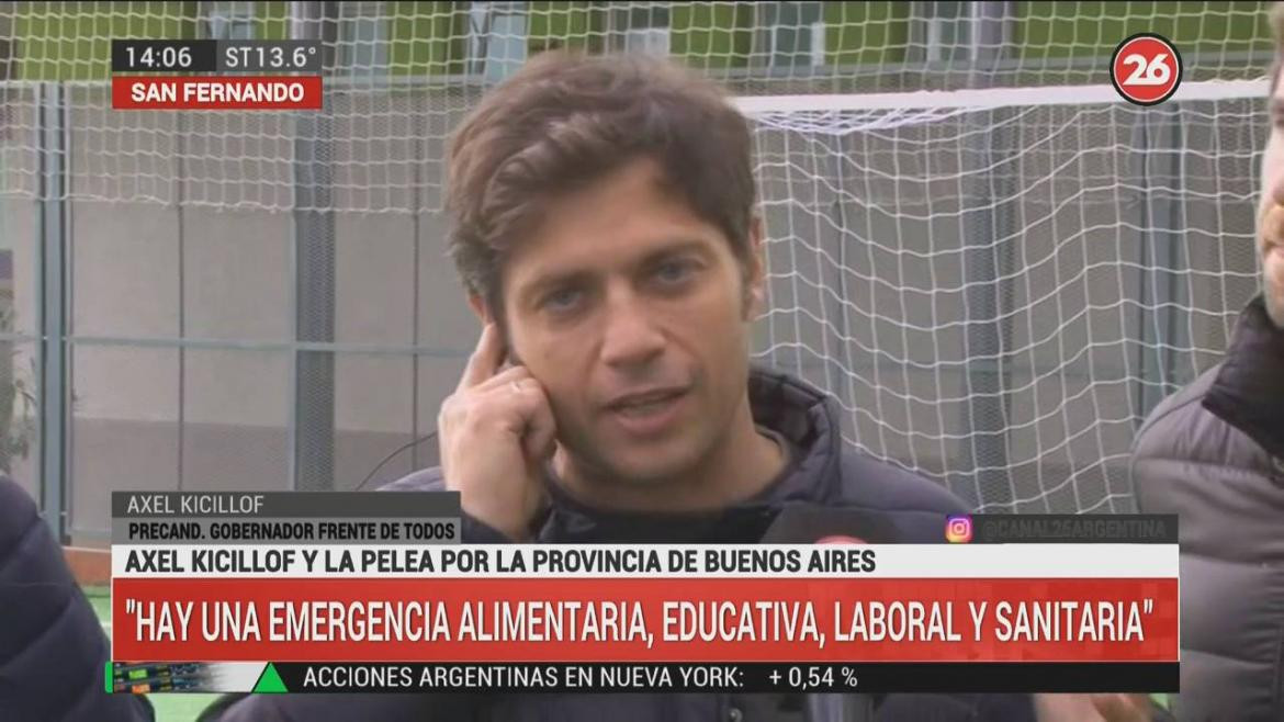 Axel Kicillof, San Fernando, exclusiva Canal 26