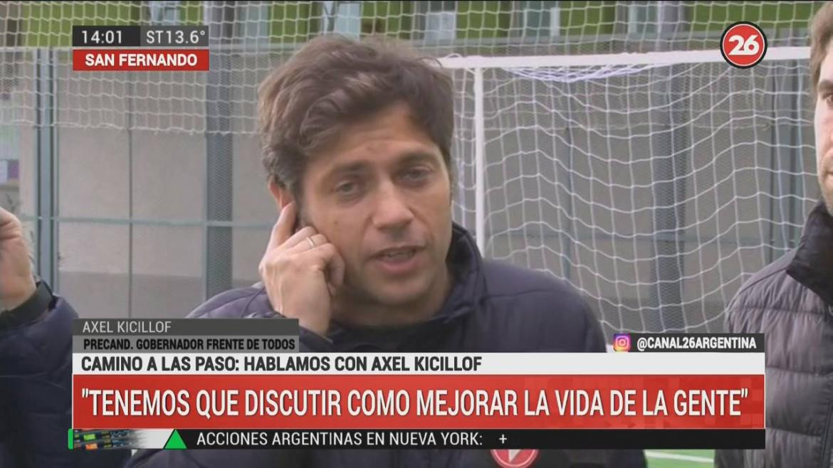 Axel Kicillof, San Fernando, exclusiva Canal 26