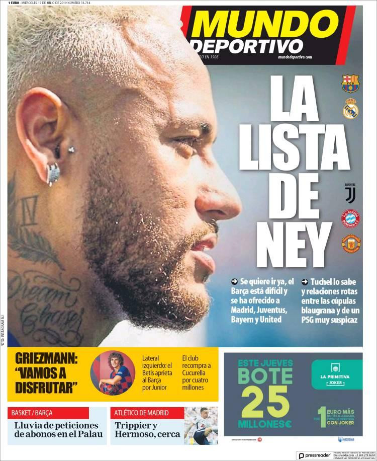 Tapas de diarios - Mundo Deportivo de España miércoles 17-07-19