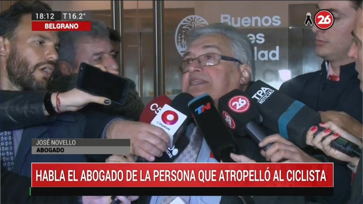 José Novello, abogado de Miguel Ivanovich, quien atropelló al ciclista Sebastián Devoto, Canal 26