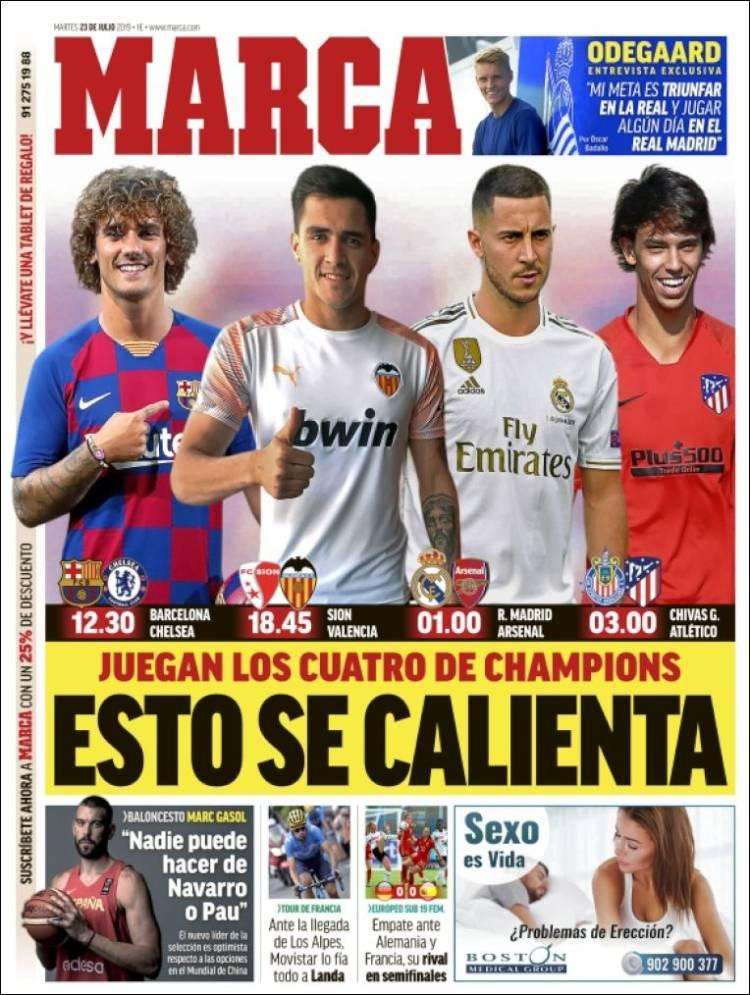 Tapas de diarios, Marca de España, martes 23 de julio de 2019