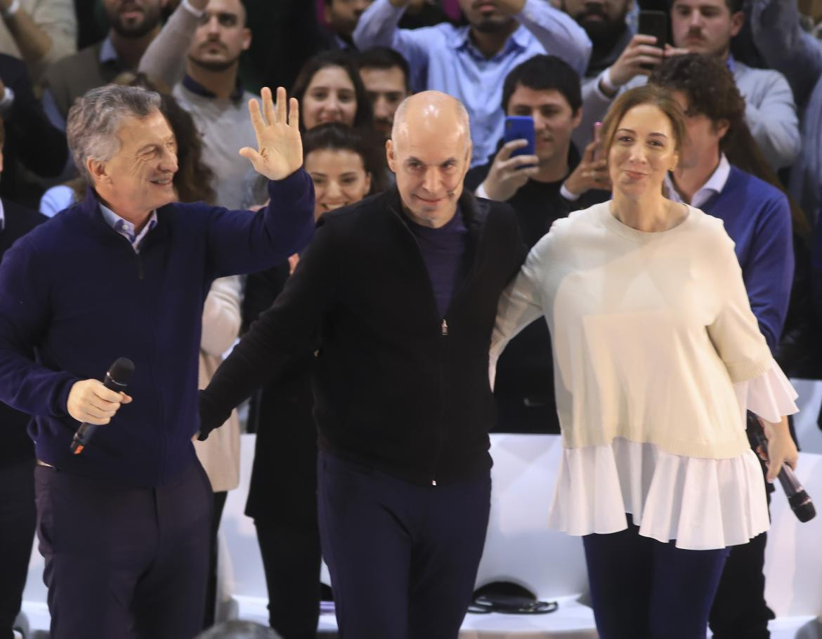 Vidal con Macri y Larreta en Ferro Carril Oeste, NA