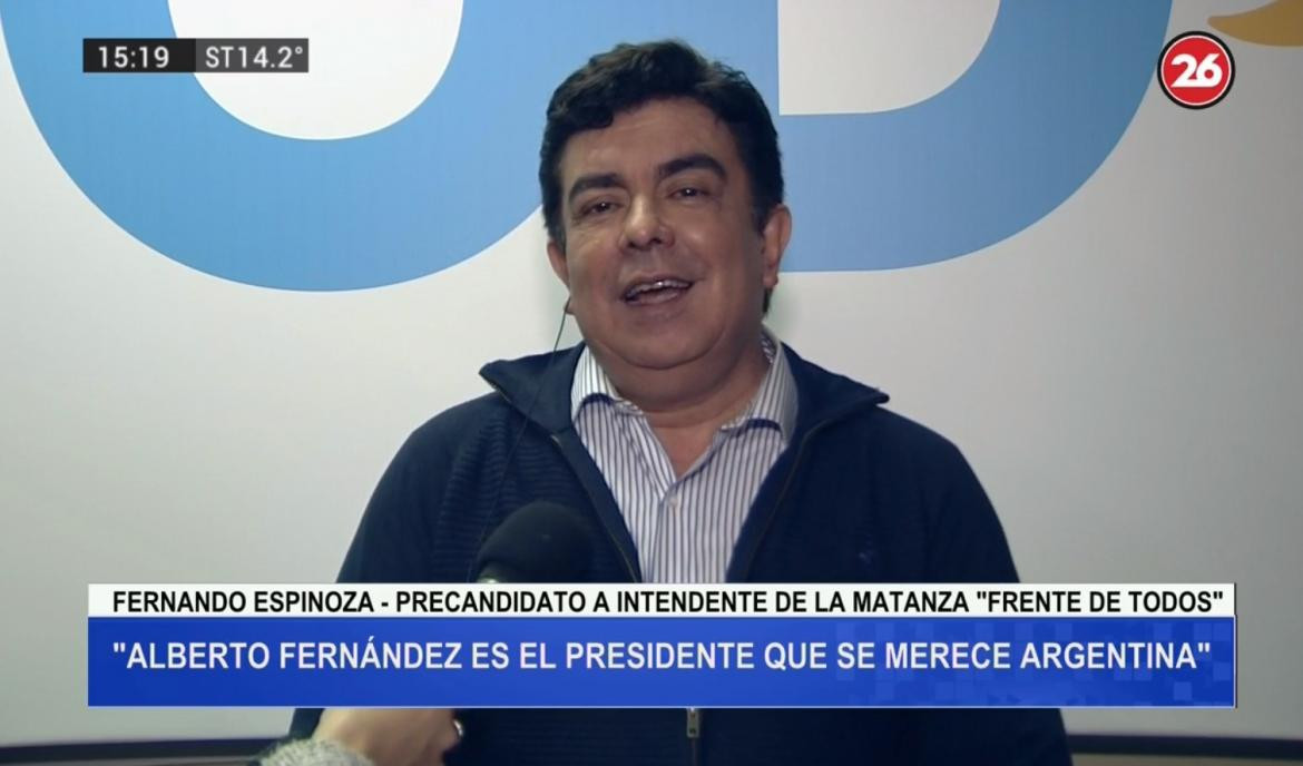 Fernando Espinoza, Elecciones 2019, Canal 26