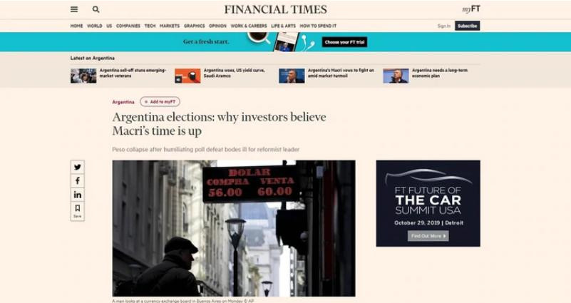 Financial Times, artículo sobre gobierno de Mauricio Macri