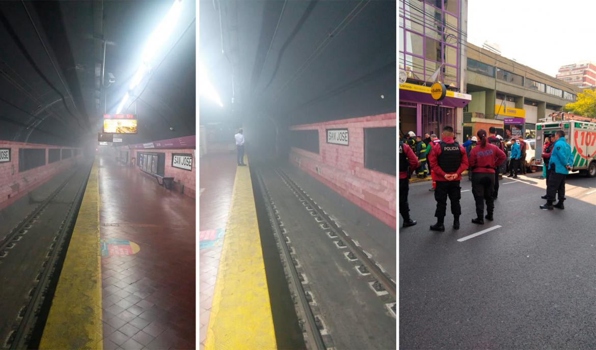 Incendio y evacuación en la línea E de subtes