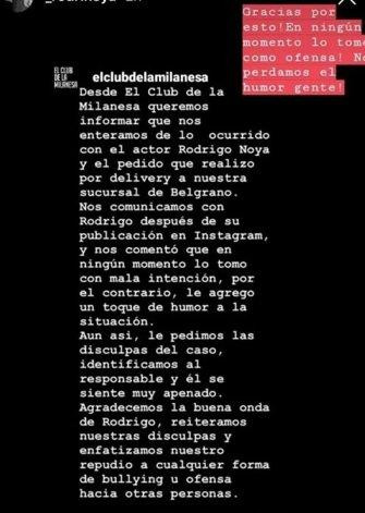 Rodrigo Noya pidió delivery y le hicieron bullying: qué dijo la empresa tras su denuncia