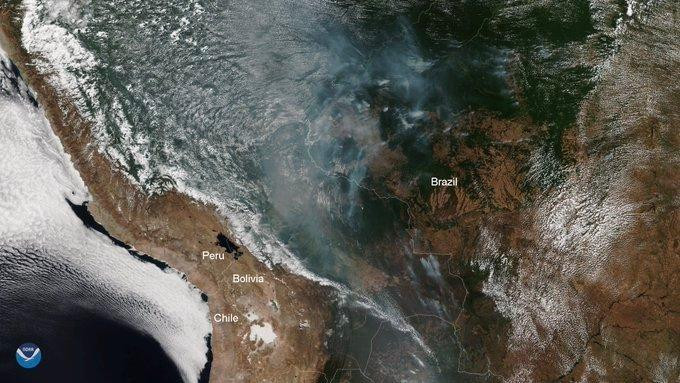 Incendios en la Amazonia, vistos desde el espacio por la NASA