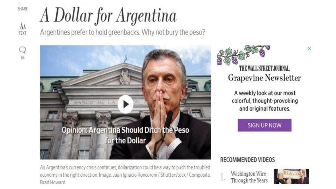 The Wall Street Journal, economía argentina