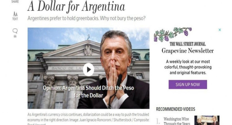 The Wall Street Journal, economía argentina