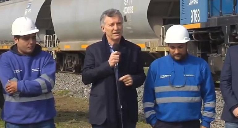 Mauricio Macri en inauguración de obras en el Belgrano Cargas