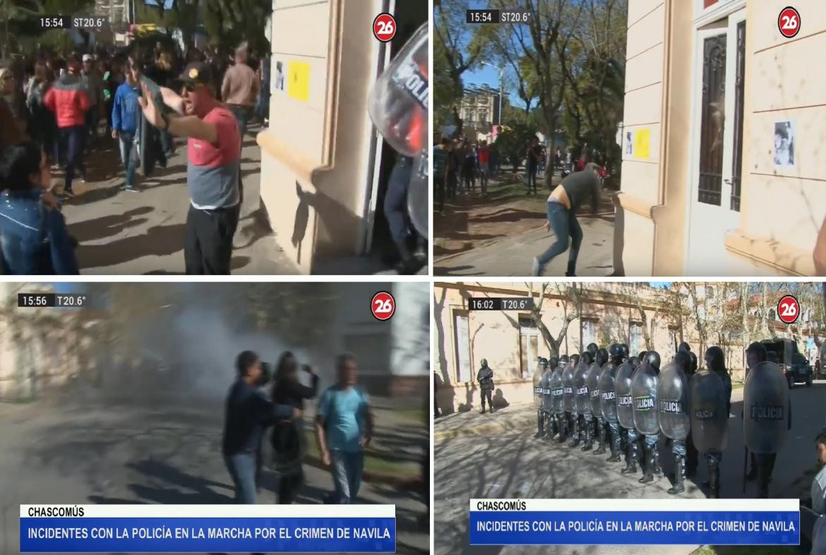 Incidentes en marcha tras el crimen de Navila Garay en Chascomús, Canal 26	