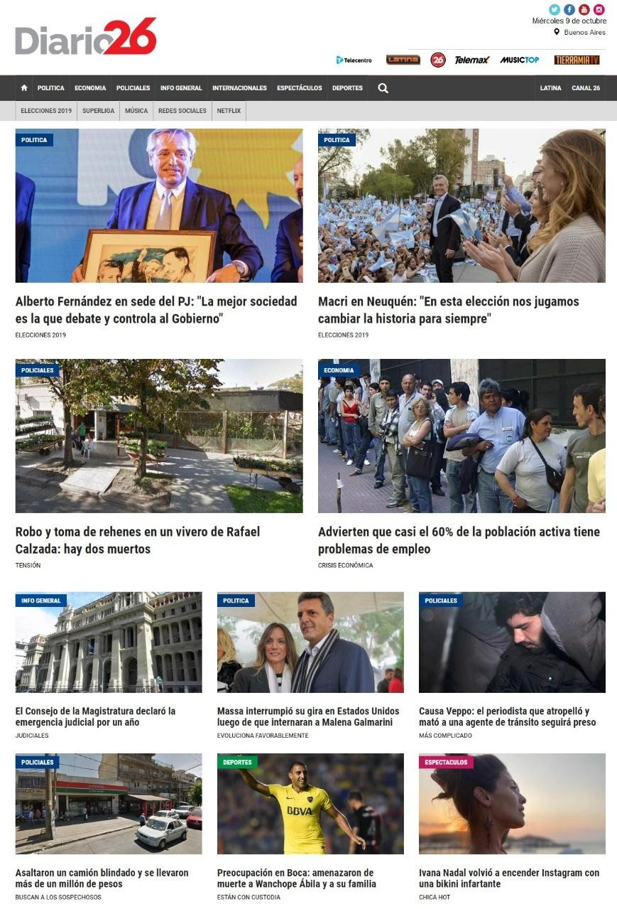 Tapas de diarios, Diario 26, miercoles 09-10-19