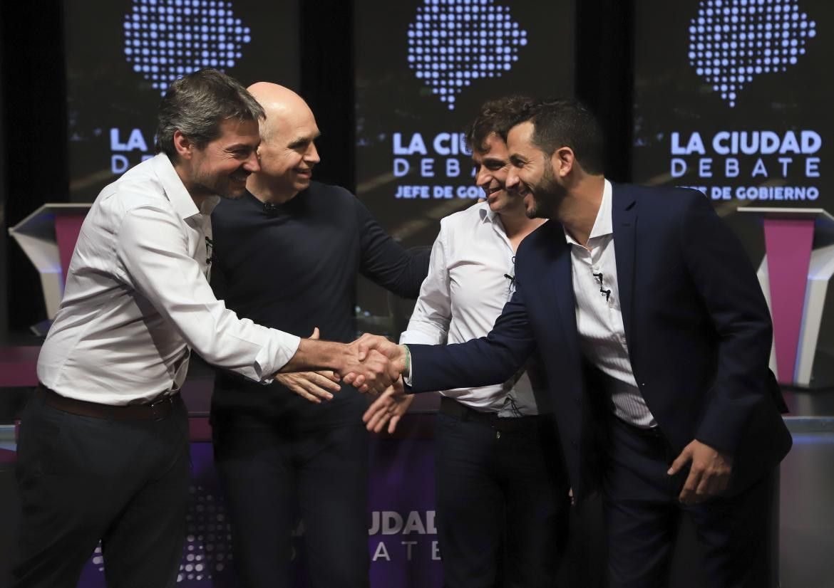 Matías Lammens, Horacio Rodríguez Larreta, Gabriel Solano y Matías Tombolini, Debate elecciones 2019, NA