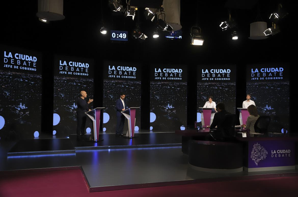 Matías Lammens, Horacio Rodríguez Larreta, Gabriel Solano y Matías Tombolini, Debate elecciones 2019, NA	