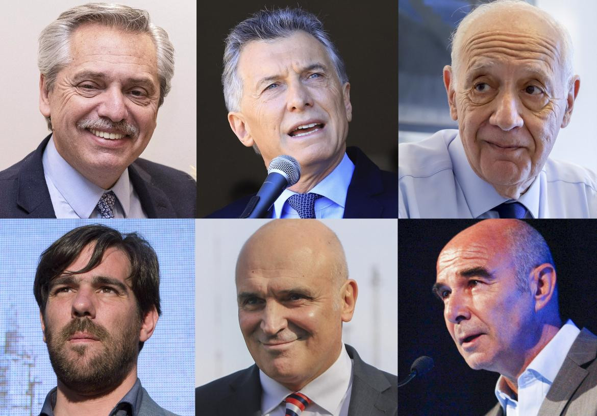 Alberto Fernández, Mauricio Macri, Roberto Lavagna, Nicolás del Caño, José Luis Espert, Juan José Gómez Centurión, NA
