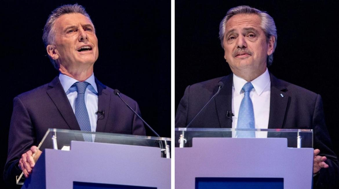 Mauricio Macri y Alberto Fernández durante debate presidencial