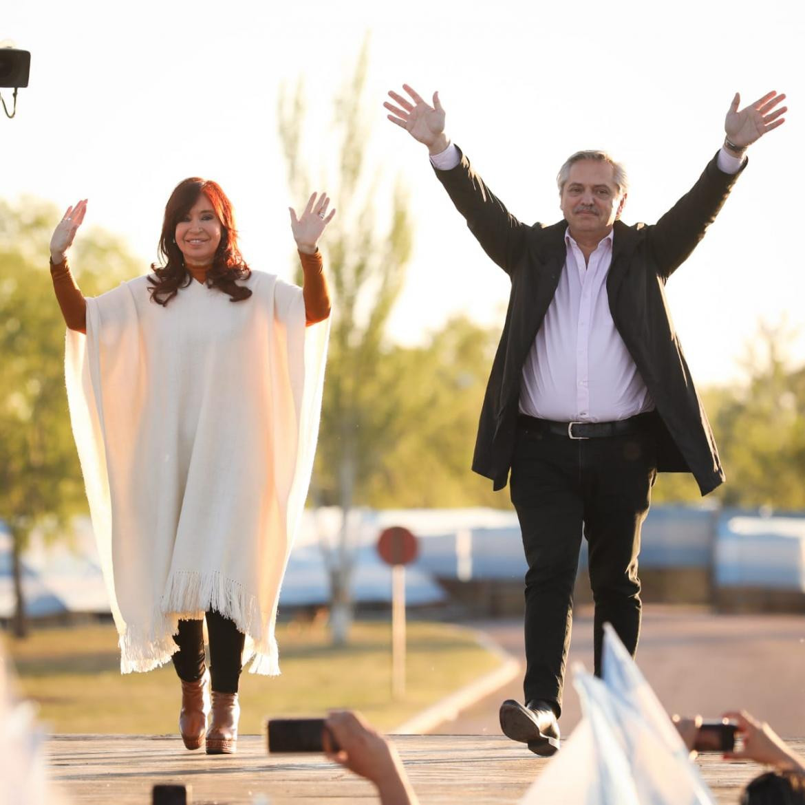 Alberto Fernández y Cristina Kirchner en acto del Día de la Lealtad en La Pampa