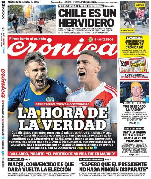 Tapas de Diarios, Crónica martes 22-10-19