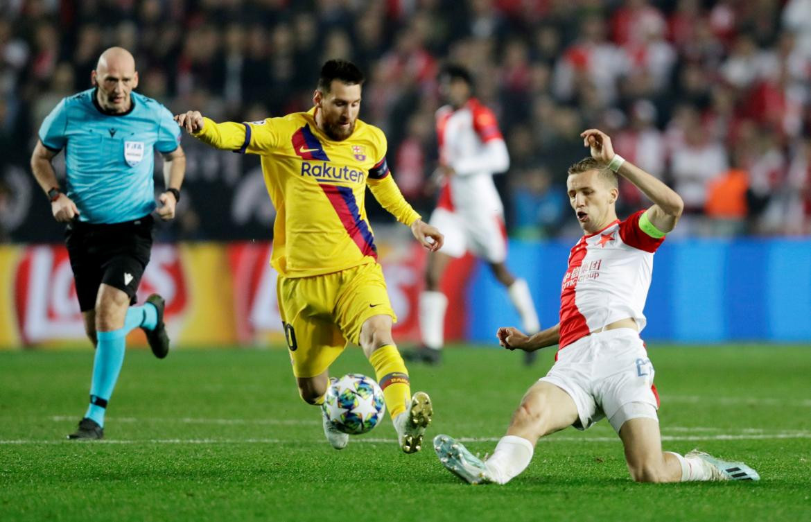 Slavia Praga vs Barcelona, Lionel Messi, Champions League, REUTERS