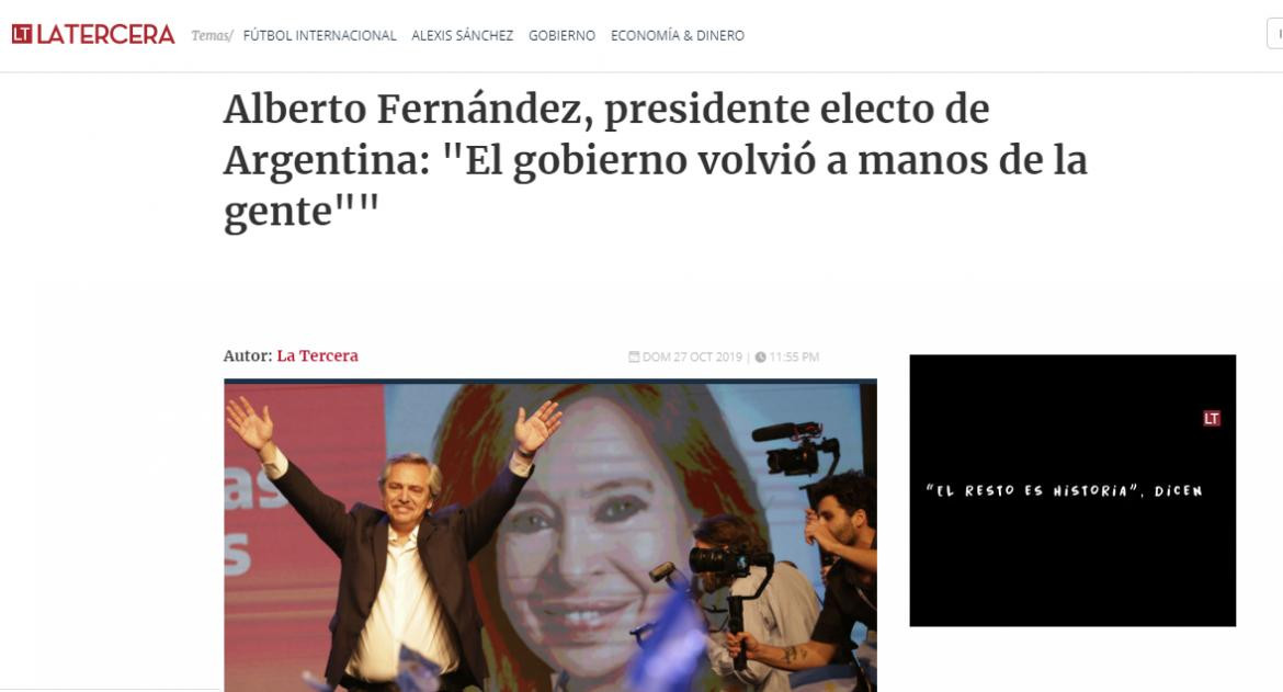 Medios internacionales reflejaron triunfo de Alberto Fernández