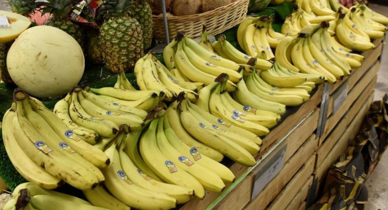 Bananas, frutas, comercio, supermercado