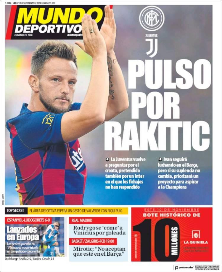 Tapas de diarios, Mundo Deportivo de España, viernes 08-11-19