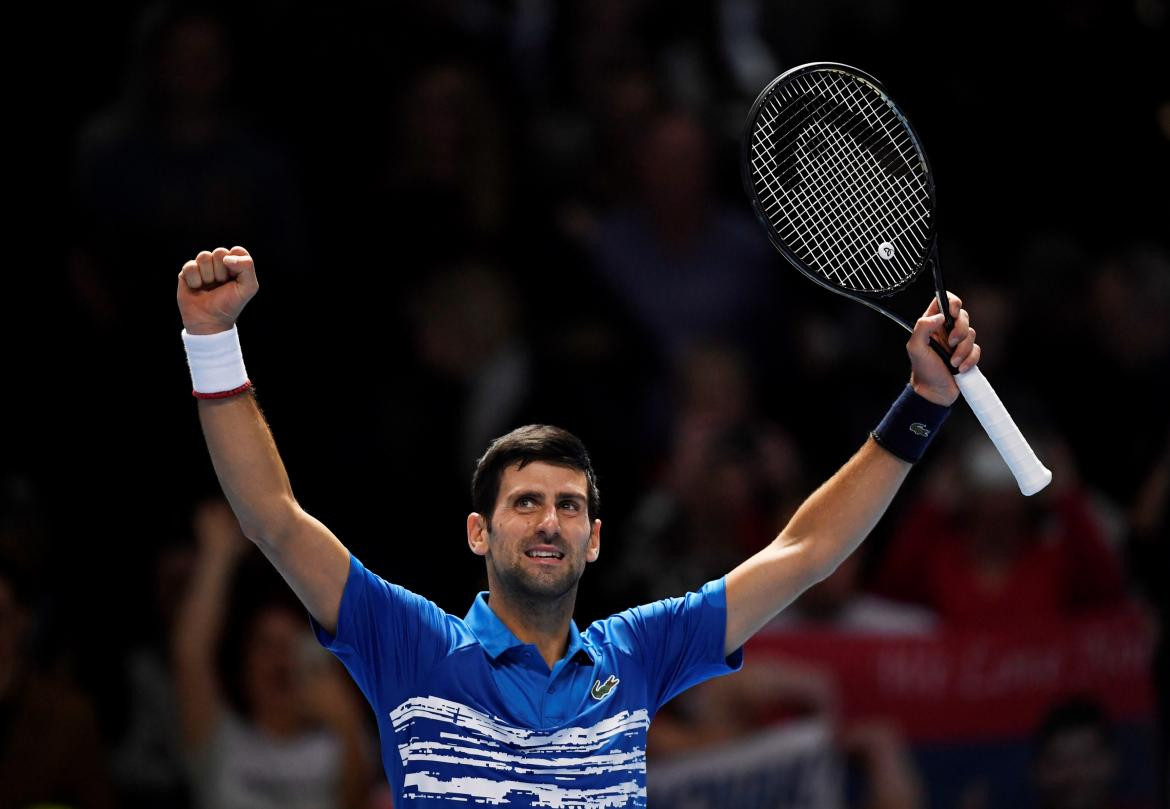 Festejo de Djokovic en el ATP Finals, REUTERS