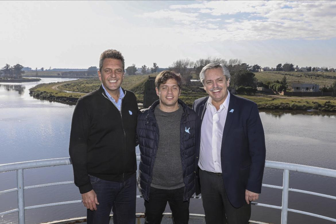 Alberto Fernández junto a Axel Kicillof y Sergio Massa, AGENCIA NA