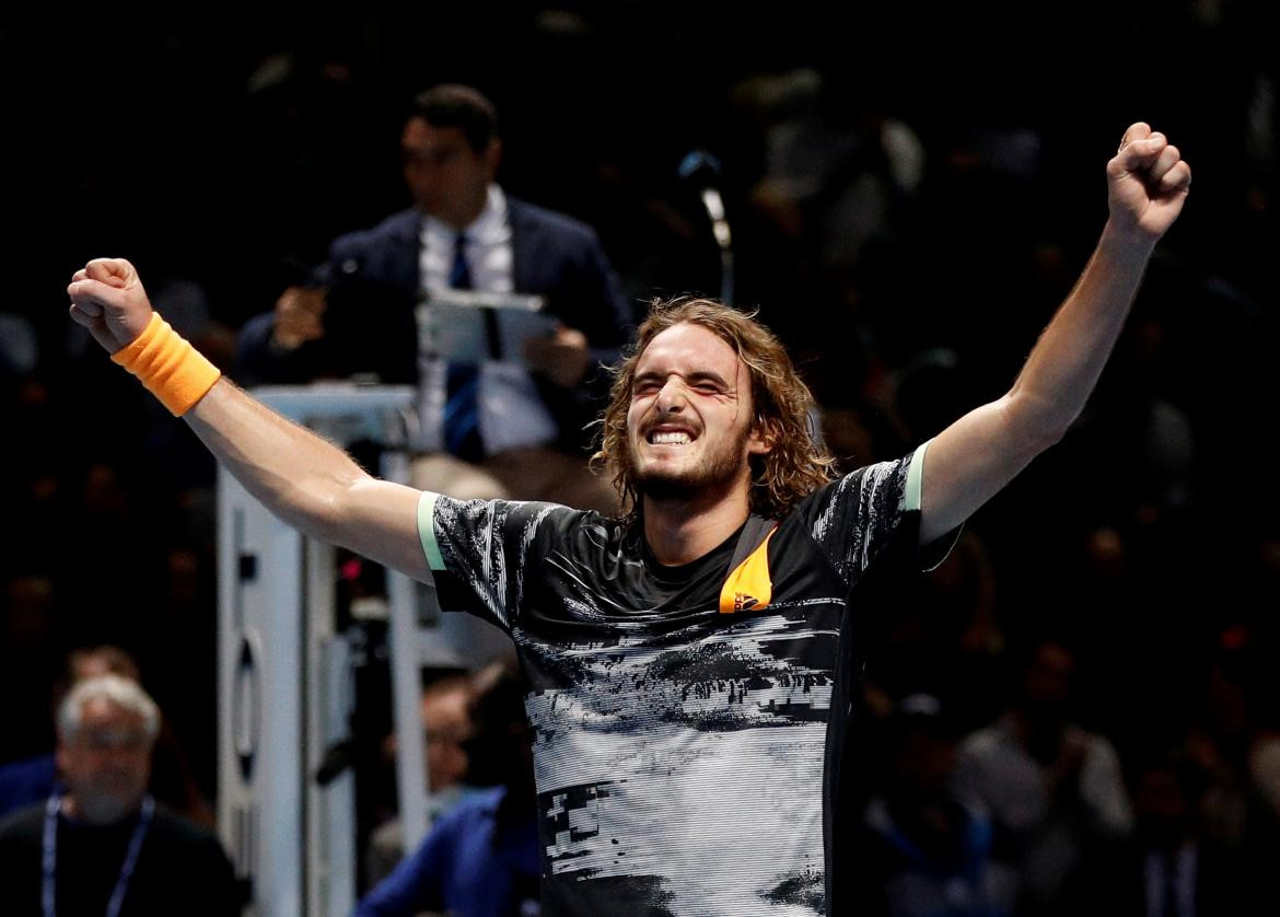 Festejo de Stefanos Tsitsipas en la final del ATP Finals, REUTERS