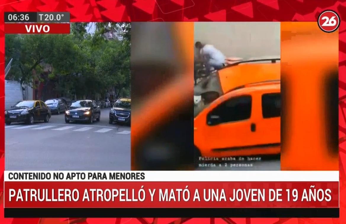 Patrullero chocó a una moto y mató a una joven en Villa Crespo, CANAL 26