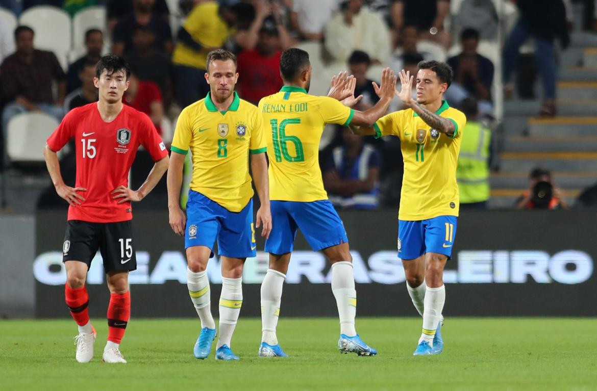 Partido amistoso: Festejo de Brasil ante Corea del Sur, REUTERS