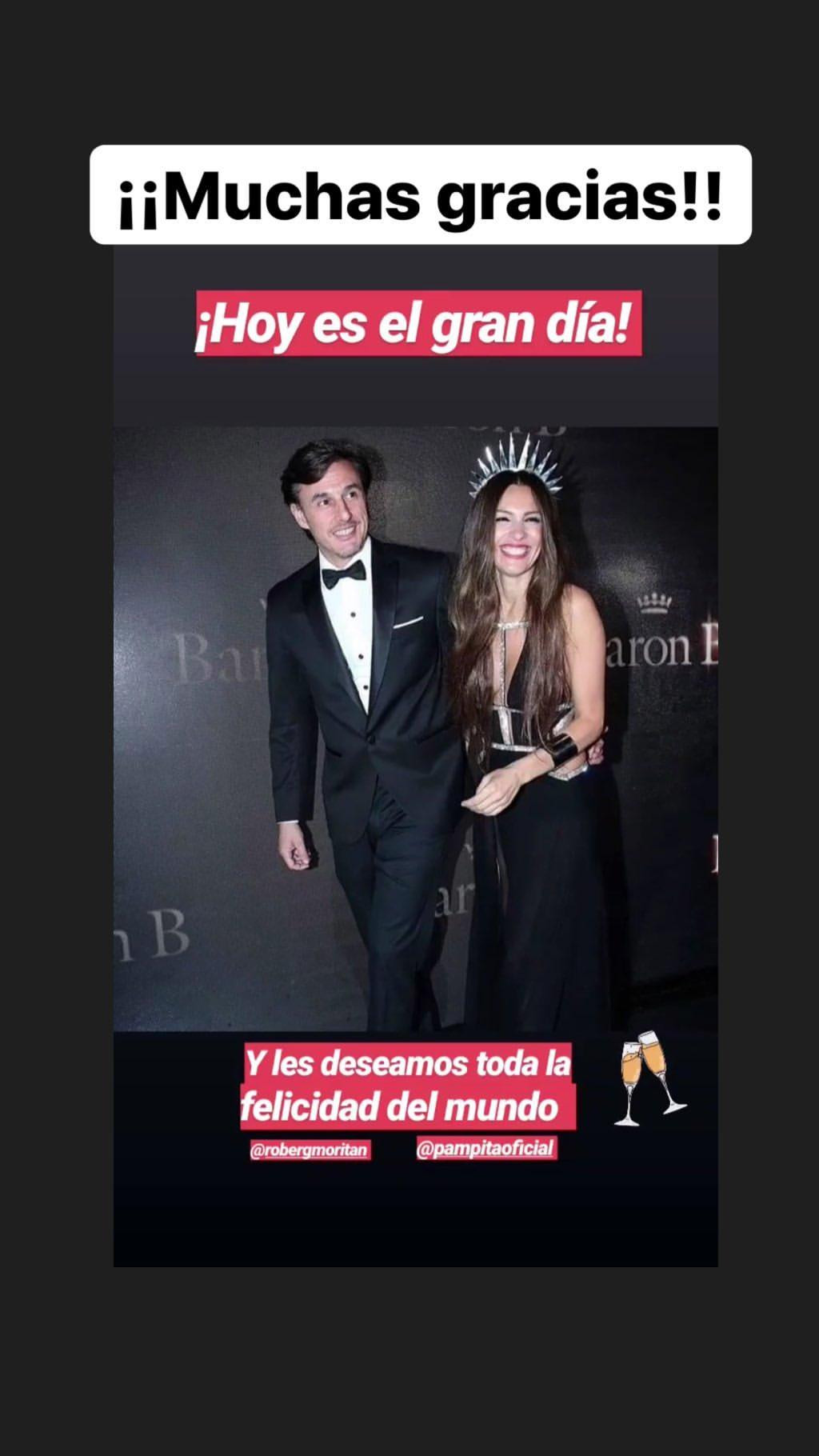 Historia de Instagram de Roberto García Moritan de su casamiento con Pampita