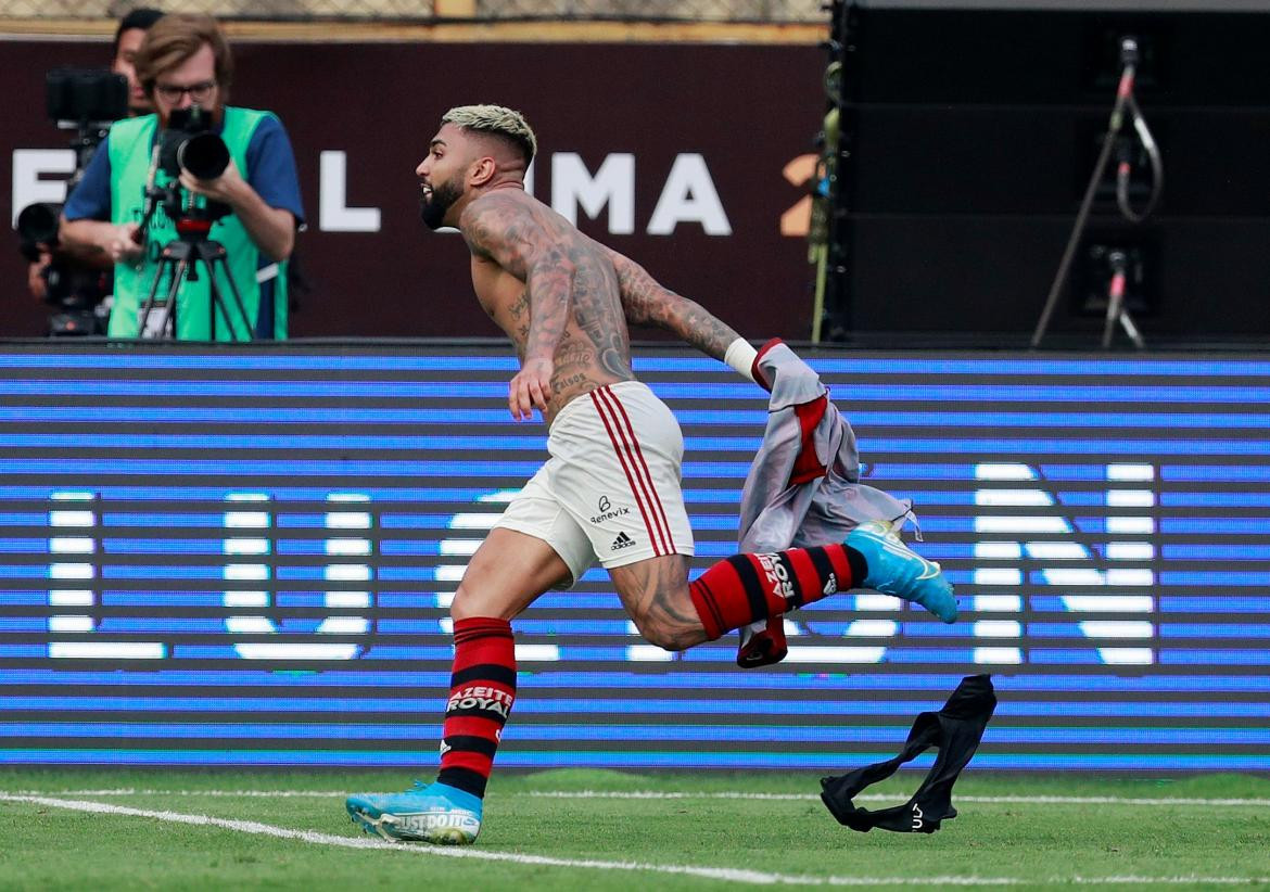 Festejo de Gabigol en la final de la Copa Libertadores ante River, REUTERS