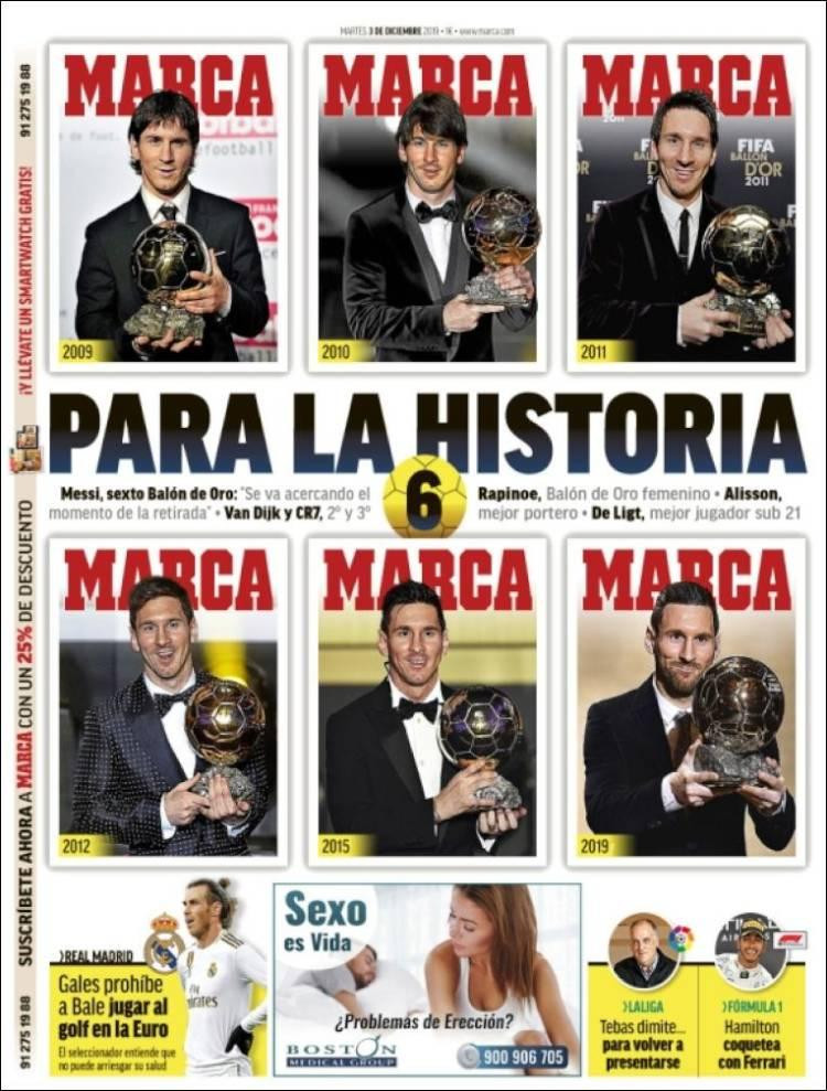 Tapas de diarios, Marca de España, martes 3 de diciembre de 2019