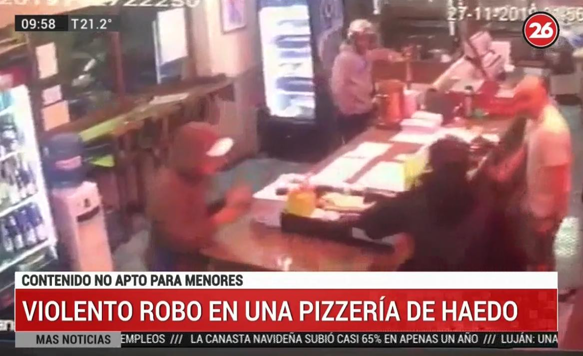 Violento robo a una pizzería de Haedo, CANAL 26