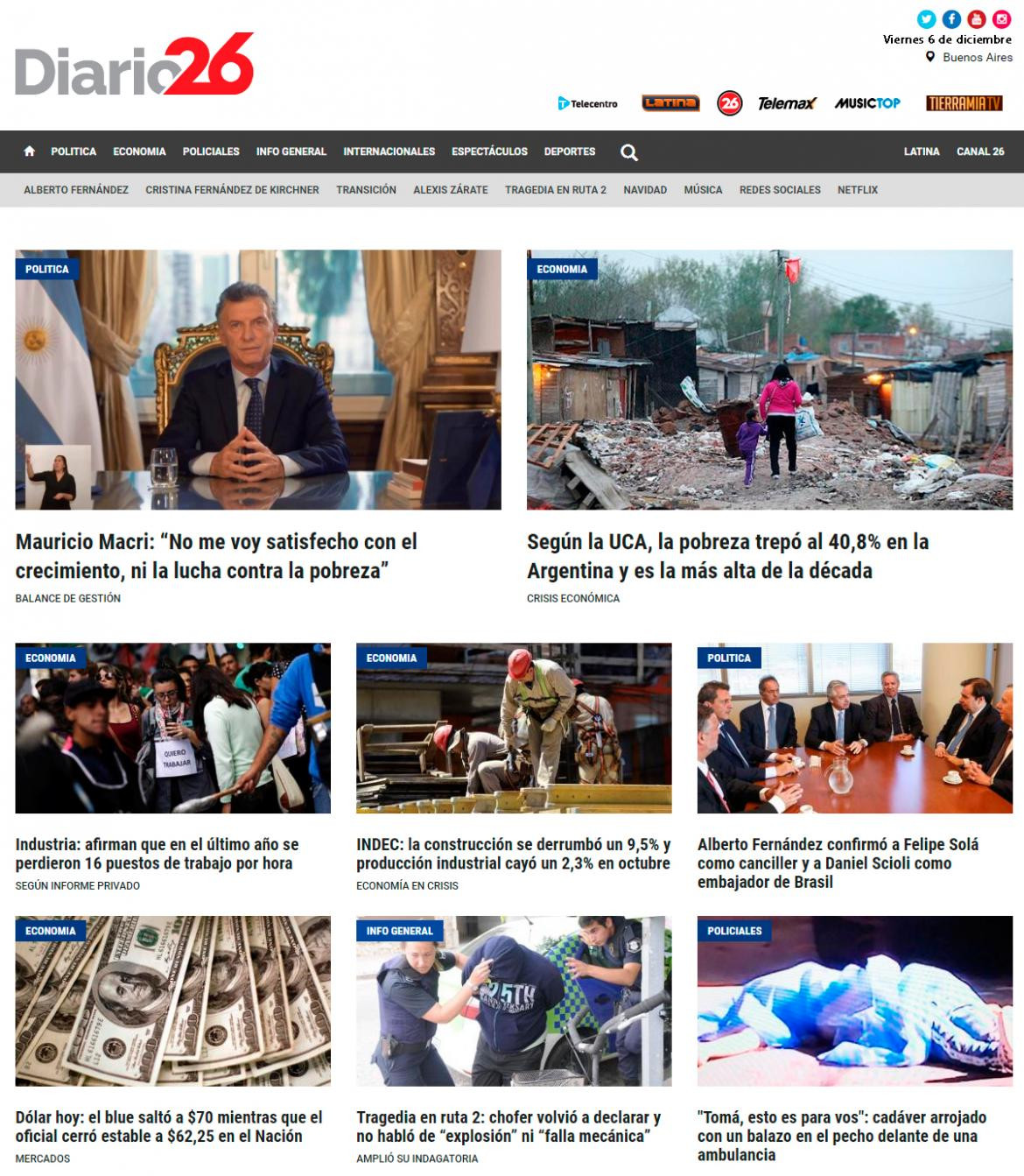 Tapas de diarios, Diario 26, viernes 05-12-19