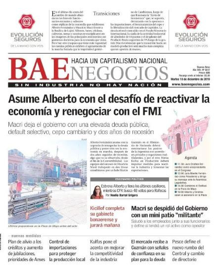 Tapa de BAE, martes 10 de diciembre de 2019