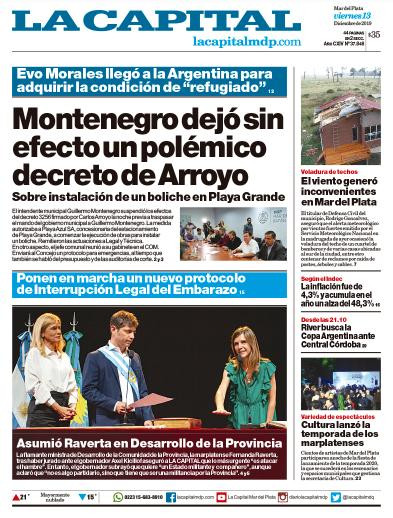 Tapas de diarios, La Capital viernes 13 de diciembre de 2019
