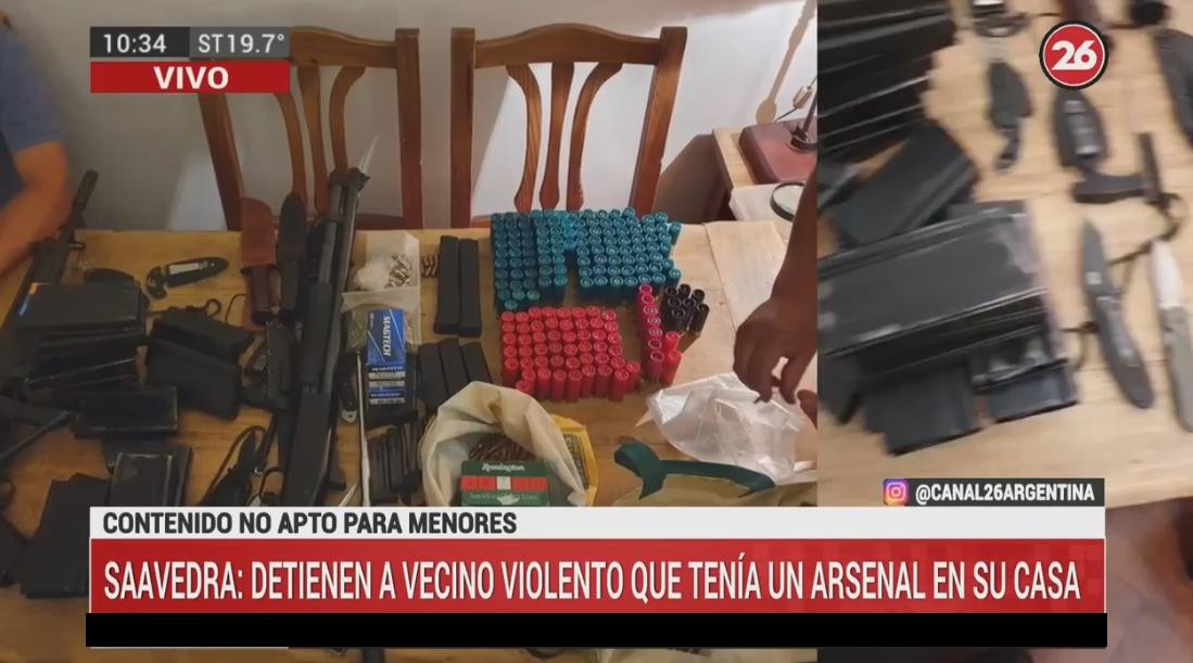 Vecino con arsenal en su casa de Saavedra, Canal 26