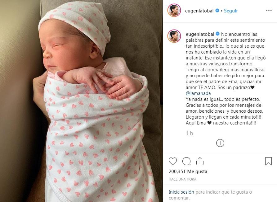 Ema, hija de Eugenia Tobal y Francisco García Ibar, Instagram