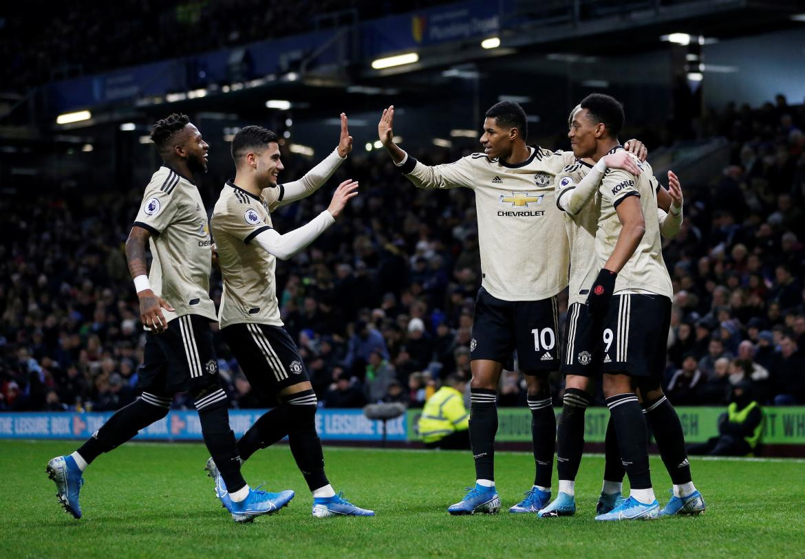 Premier League, Festejo del Manchester United ante el Burnley, REUTERS